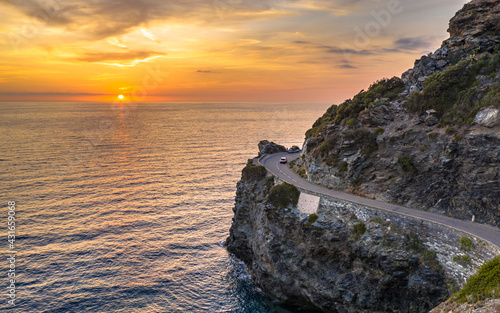 Winding road along rocky coast