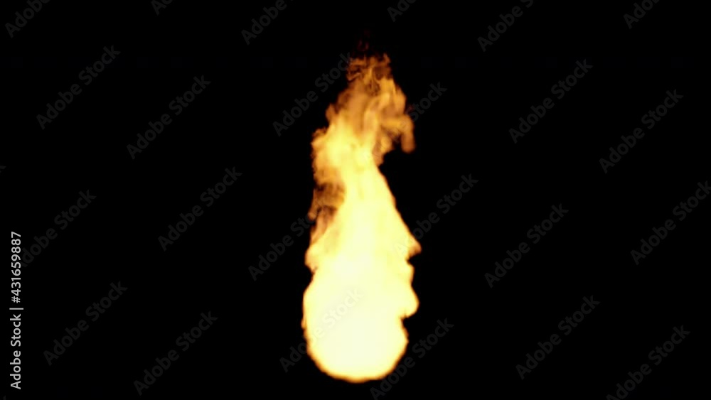 Fire torch isolated on black background for Screen mixing with footage. Overlay footage in 4k with 3d simulation of fire.