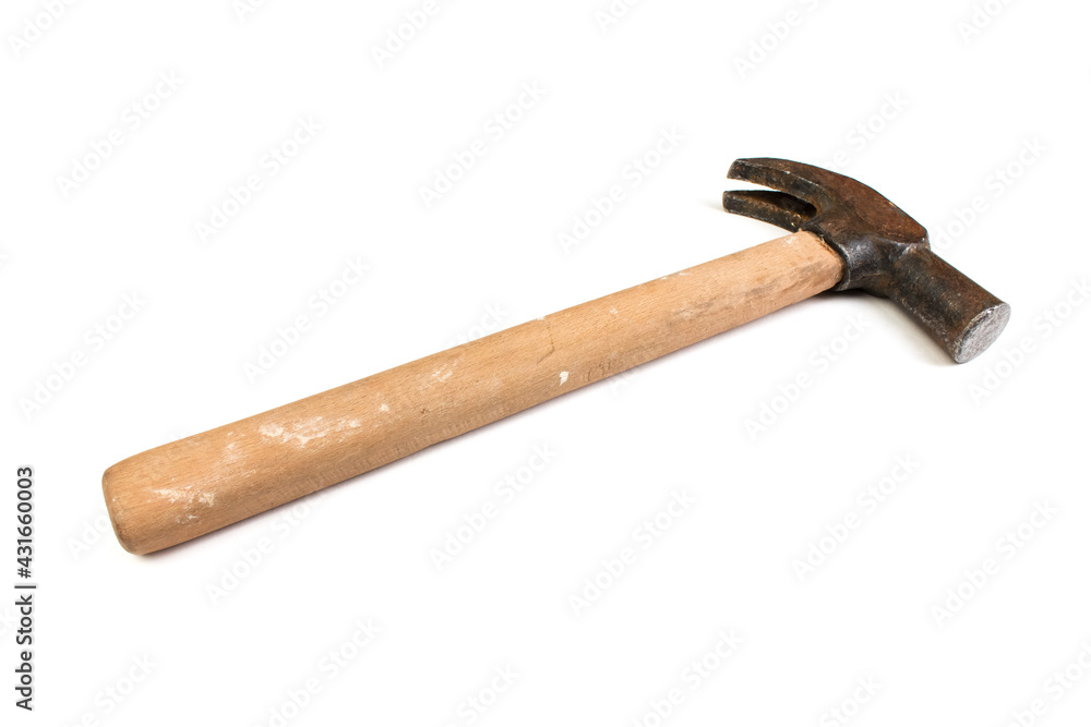 The claw hammer isolated on white background. Top view. The claw hammer isolated on white background. Top view.
