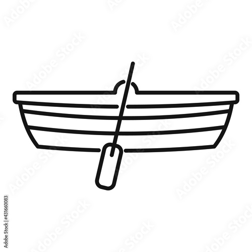 Immigrants wood boat icon, outline style