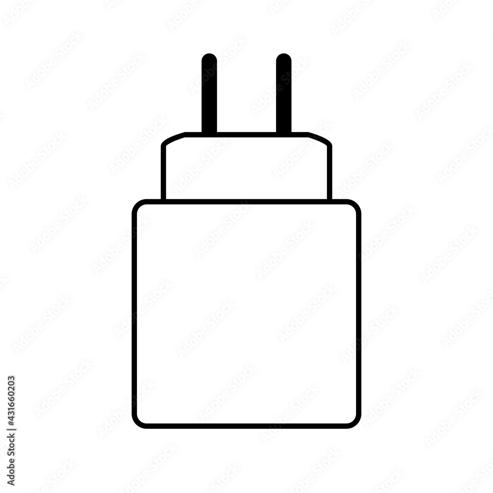 Smartphone USB charger adapter symbol. Charger head. Mobile phone charger icon. Illustration vector Smartphone USB charger adapter symbol. Charger head. Mobile phone charger icon. Illustration vector