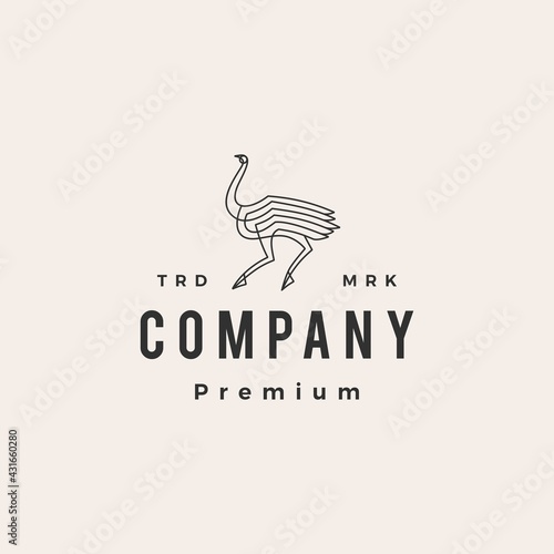 ostrich hipster vintage logo vector icon illustration