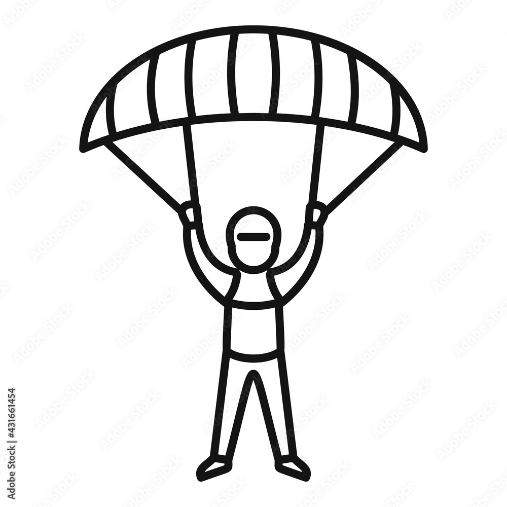 Paratrooper icon, outline style Paratrooper icon, outline style