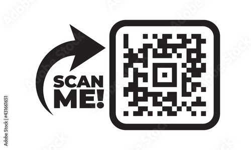 Scan me icon with QR code. Qrcode tempate for mobile app  photo