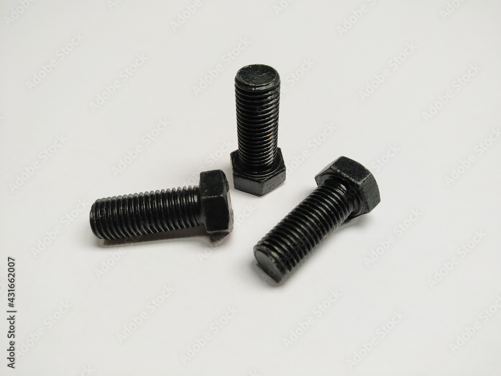 three black bolt for industry on white background three black bolt for industry on white background