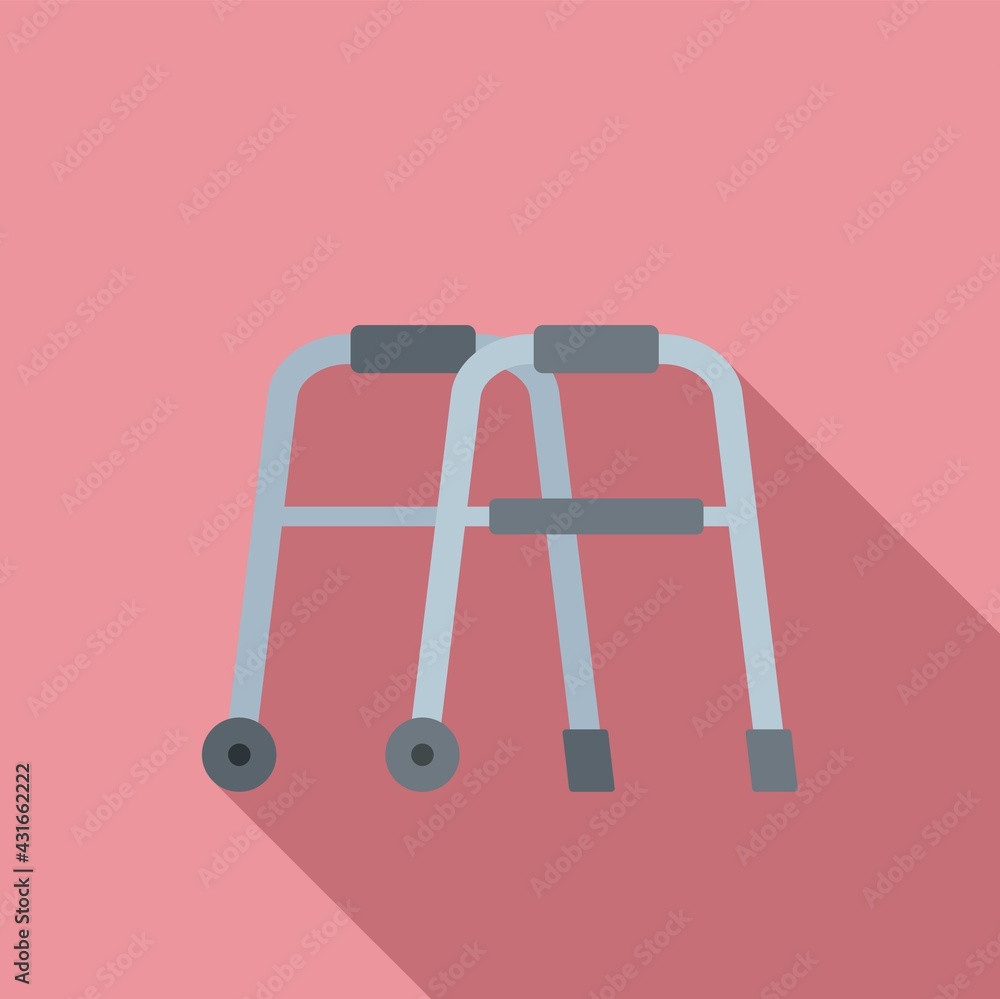 Senior walker icon, flat style Senior walker icon, flat style