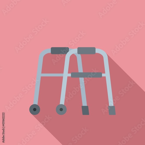 Senior walker icon, flat style