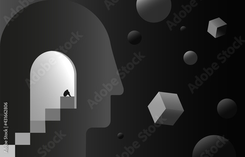 Psychology concept vector illustration. Mental health, depression, seasonal affected, sleep disorder. Psychiatry, philosophy	
