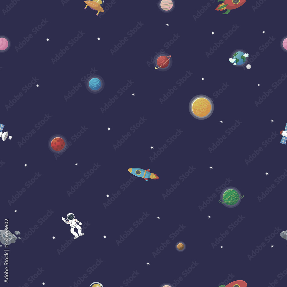 Galaxy seamless pattern design. Astronaut with Galaxy seamless pattern design. Astronaut with