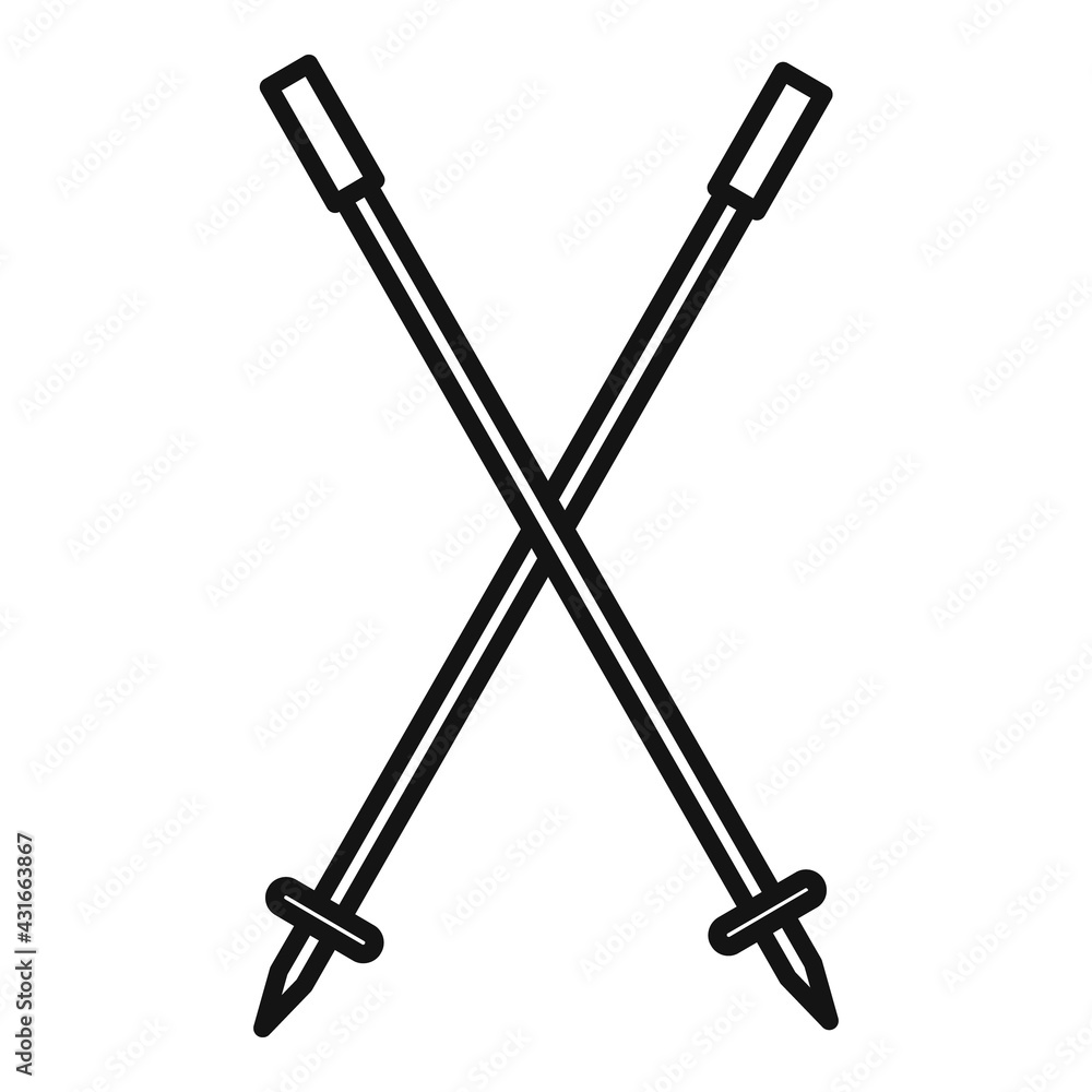Ski sticks icon, outline style Ski sticks icon, outline style