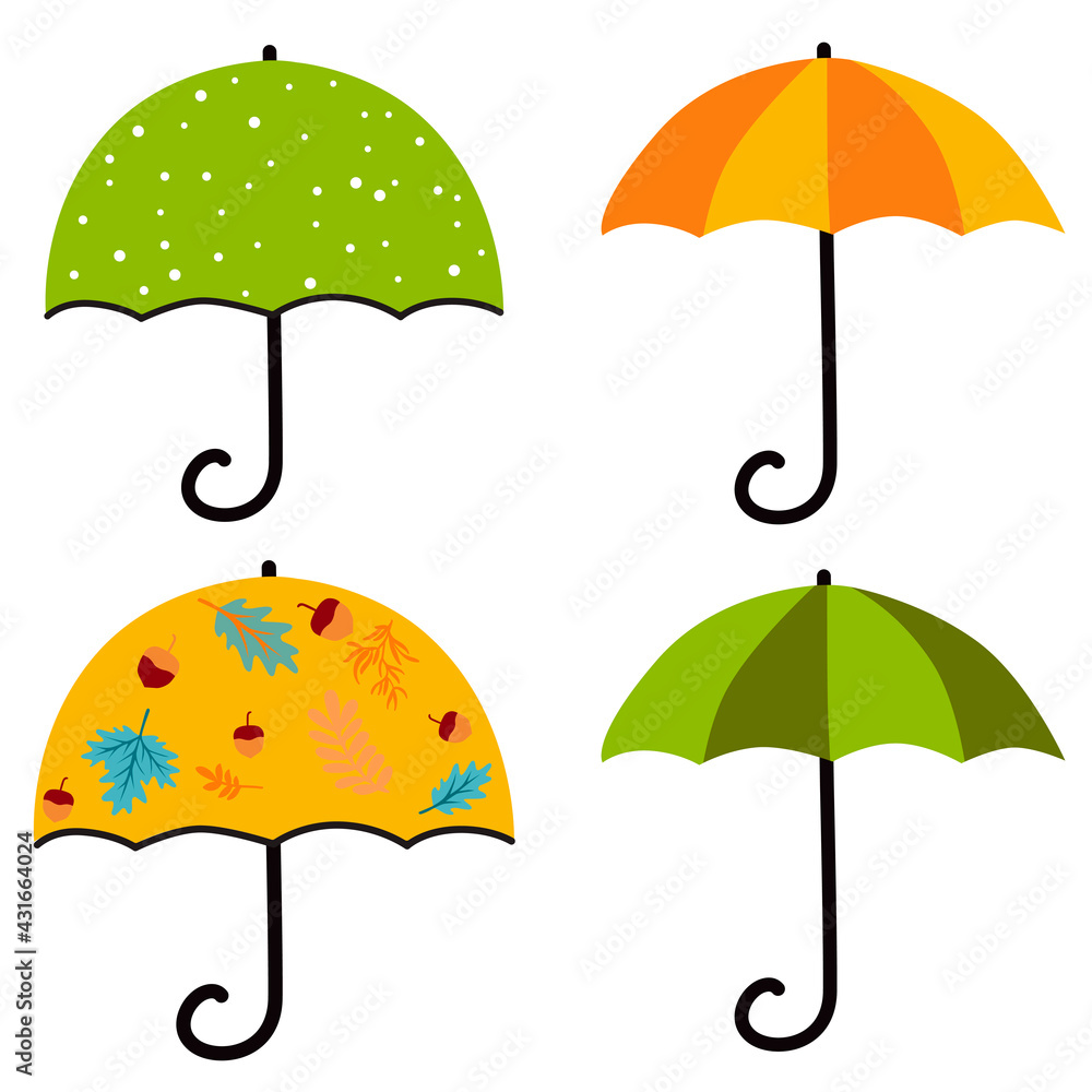 Set of umbrella, Autumn vector sign.