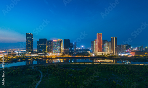 Night view of CBD in Yiwu City, Zhejiang Province, China © Weiming