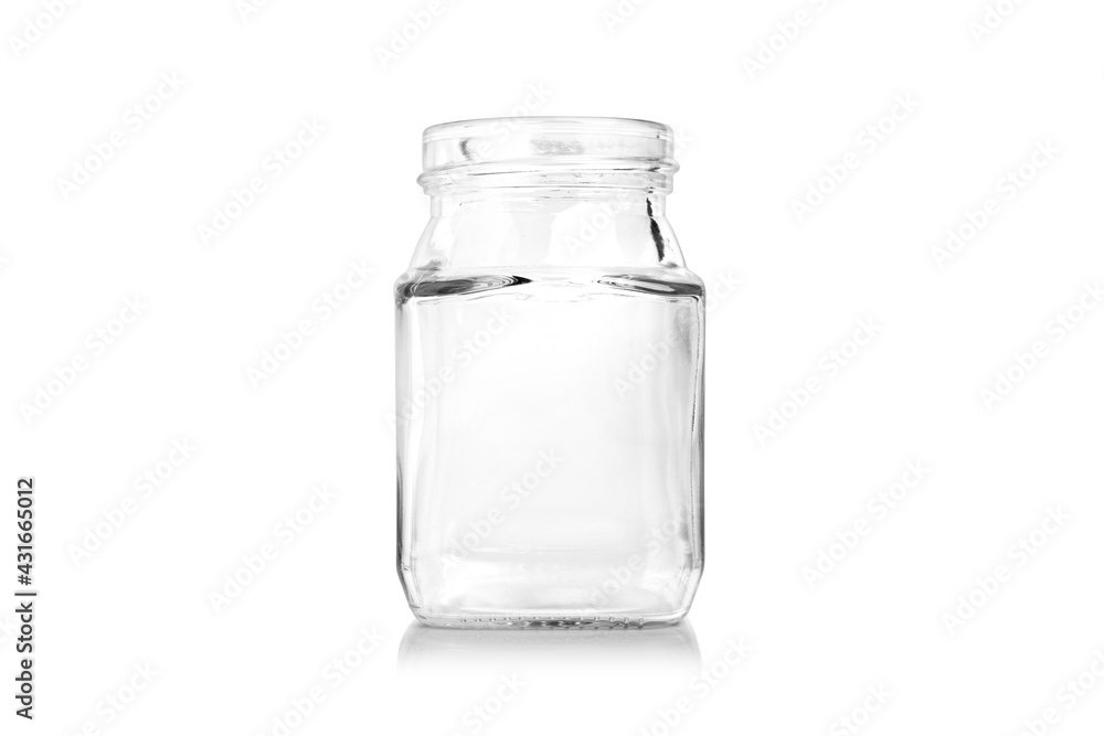 empty glass jar for food Isolated on white background empty glass jar for food Isolated on white background