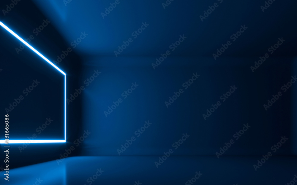 Abstract Neon Light In Empty Room. 3d rendering Abstract Neon Light In Empty Room. 3d rendering