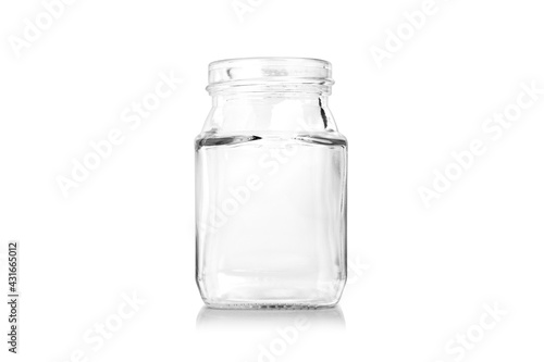 empty glass jar for food Isolated on white background