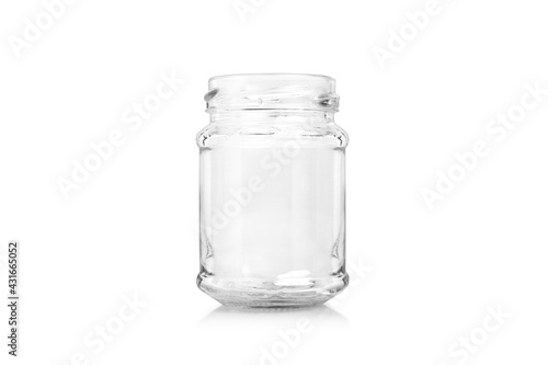 empty glass jar for food Isolated on white background