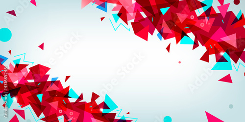 Vector abstract multicolor wireframe background with plexus effect. Futuristic red 3d geometric illustration. Website facet header, banner design. Triangular modern style. Global network connection