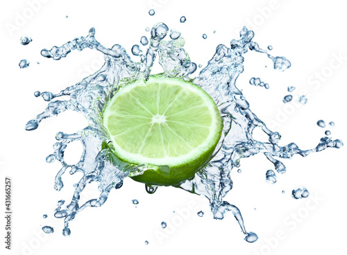 lime in spray of water.