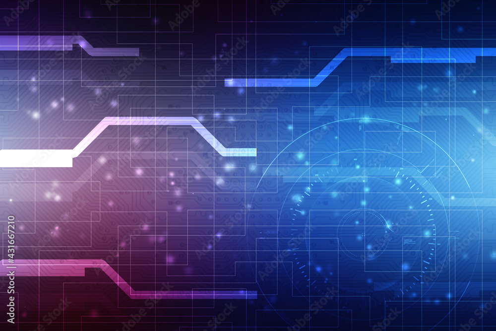 2d illustration Abstract futuristic electronic circuit technology background 2d illustration Abstract futuristic electronic circuit technology background