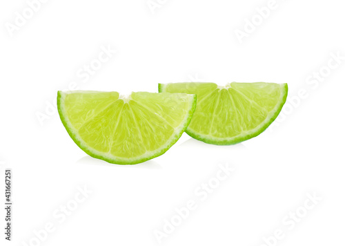 slice lime isolated on white background.