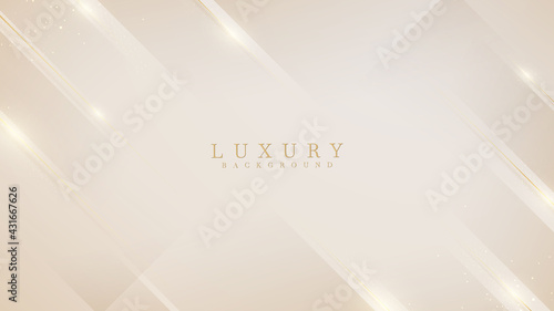 Luxury light yellow pastel abstract background combine with golden lines element, Illustration from vector about modern template design.