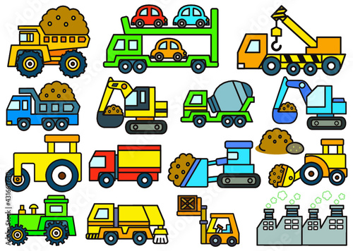 乗り物　働く車　イラスト　素材　セット（その７）