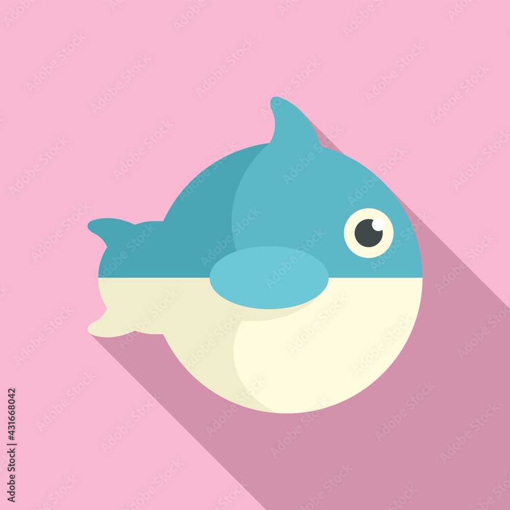 Ball fish toy icon, flat style Ball fish toy icon, flat style