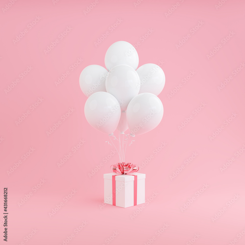Gift box surprise with boxing day sale on pink background.