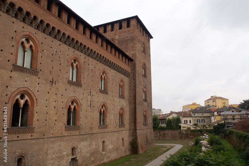 Pavia (Italy). Exterior of the Visconti castle in the city of Pavia