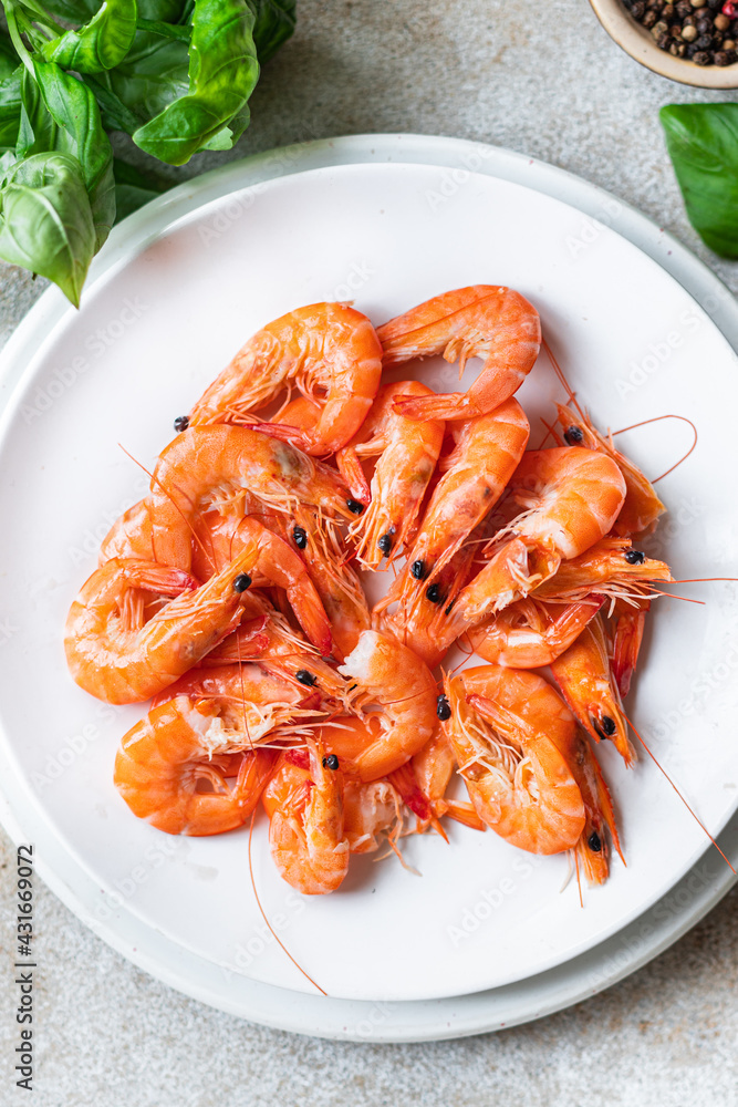 shrimp spicy prawn seafood meal vegetarian food pescetarian diet Asian Cooking snack copy space food background rustic. top view shrimp spicy prawn seafood meal vegetarian food pescetarian diet Asian Cooking snack copy space food background rustic. top view