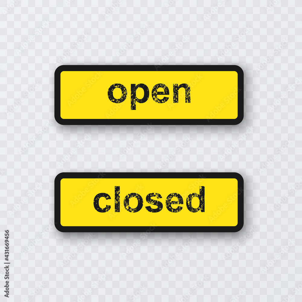 Closed and open Signs on white background Closed and open Signs on white background