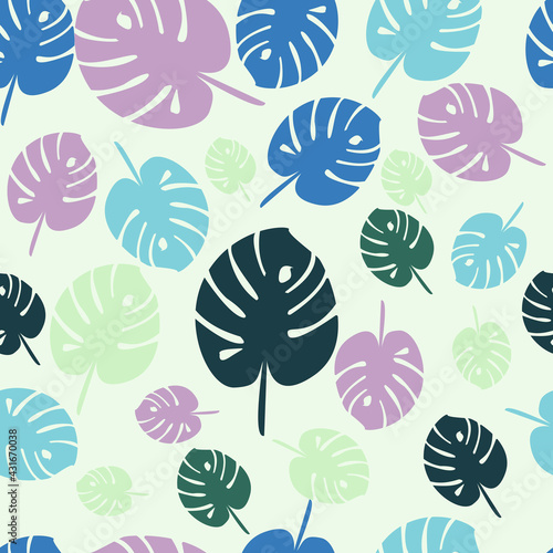 Seamless pattern with tropical leaves