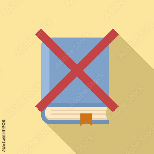 No book reading teen problem icon, flat style