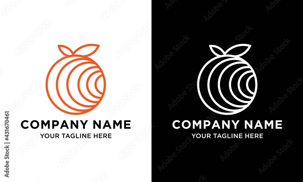 Healthy orange fruit logo. This logo is suitable for fruits store or modern cafe or restaurant, food nutrition, healthy food and others. Vector illustration Healthy orange fruit logo. This logo is suitable for fruits store or modern cafe or restaurant, food nutrition, healthy food and others. Vector illustration