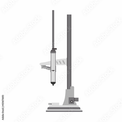 Flat 3D scara printer icon cartoon design element. Additive manufacturing pictogram isolated on white background. Vector sketch illustration for print, web, mobile and infographics photo