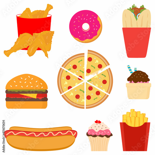 Fast food colorful flat des...