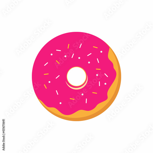 Donut flat icon. Sweet pink...