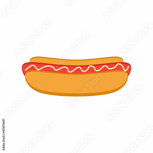 Hot dog flat icon. Deliciou...