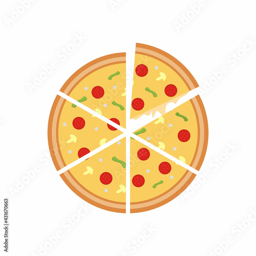 Pizza icon. Cartoon color s...
