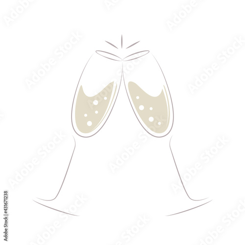 toasting with champagne celebration design on white