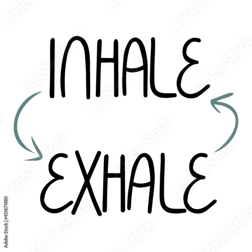 Vector lettering - Inhale-Exhale, phrase for calming down, increasing awareness