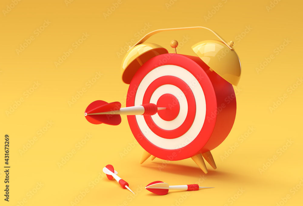 3D Render Alarm Clock Target with arrow Time Management, Planning, Business Targeting and Smart solutions Design. 3D Render Alarm Clock Target with arrow Time Management, Planning, Business Targeting and Smart solutions Design.