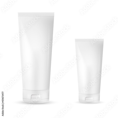 Tube For Cream Mock Up Set.Vector illustration isolated on white background.