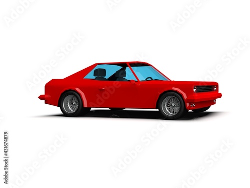 Simple Polygonal Red Race Sport Coupe Car Icon on White Background © Supertrooper