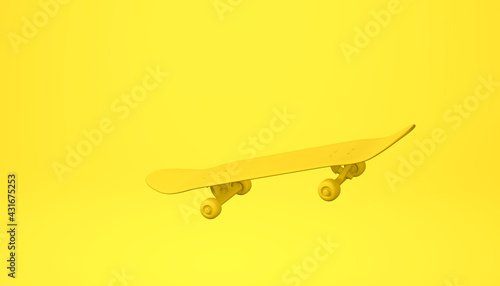 Yellow skatchbaord on the vibrance yellow background