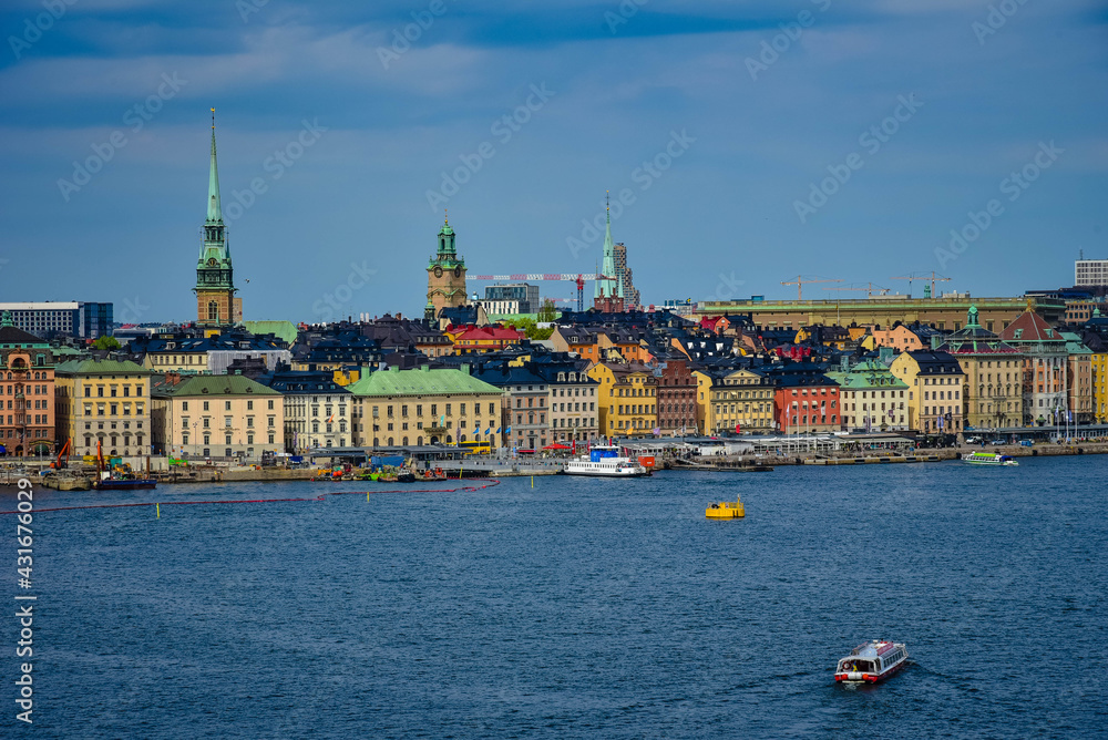 Obraz premium The waterfront view of Stockholm old town, Sweden 