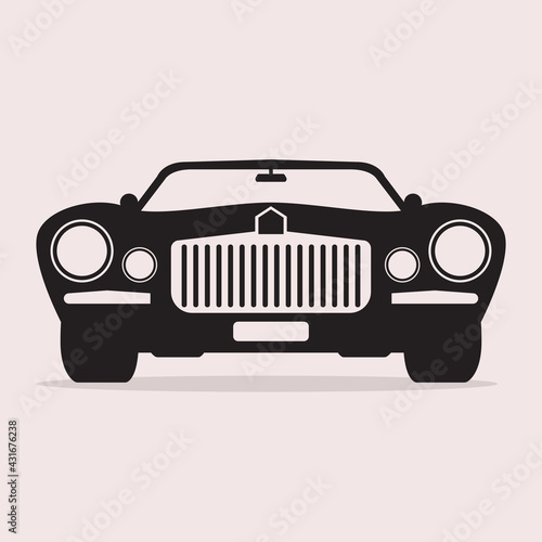 Muscle Classic or retro car front view. Flat and solid color vintage vector illustration.