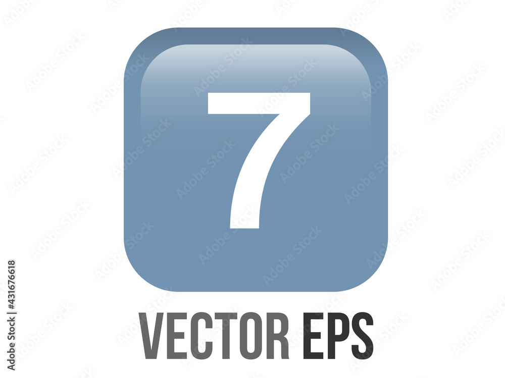 Vector shinny gradient blue keycap white digit seven icon button Vector shinny gradient blue keycap white digit seven icon button