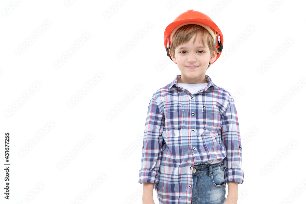 A little boy dressed for a construction job A little boy dressed for a construction job
