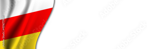 South Ossetia flag on white background. White background with place for text near the flag of South Ossetia photo